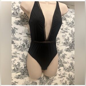 New Victoria’s Secret Black Plunging Neckline Bodysuit Size Small